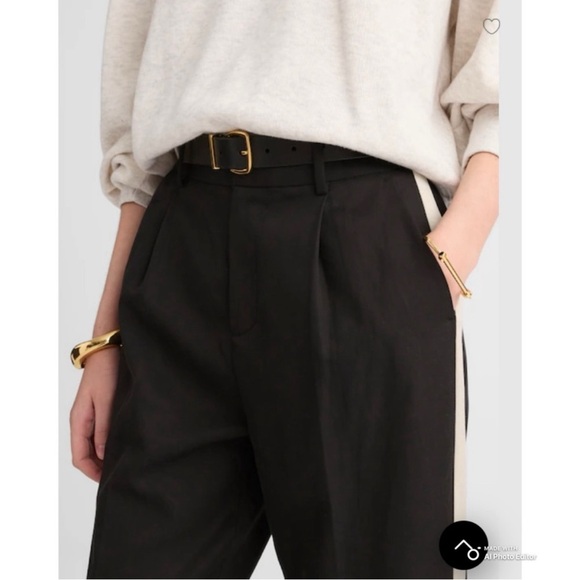 Madewell women’s The Signature Trouser Pant black w/ white side stripe Sz 12 NWT - Picture 2 of 9